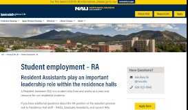 
							         Student Employment – RA | Housing & Residence Life								  
							    