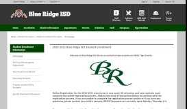 
							         Student Enrollment Information - Blue Ridge ISD								  
							    