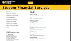 
							         Student Financial Services: Staff - Cedar Crest College								  
							    