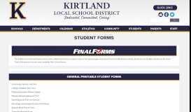 
							         Student Forms - Kirtland Local Schools								  
							    