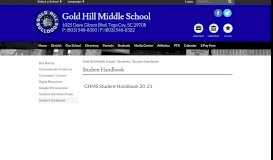 
							         Student Handbook - Gold Hill Middle School - Fort Mill School District								  
							    