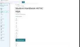 
							         Student Handbook HETAC MBA | Educational Assessment | Master Of ...								  
							    
