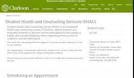 
							         Student Health and Counseling Services (SHAC) | Clarkson University								  
							    