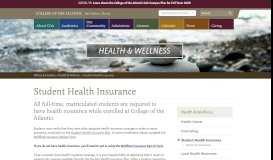 
							         Student Health Insurance · Health & Wellness · College of the Atlantic								  
							    