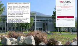 
							         Student Home Welcome Welcome to the MyChaffey Student Portal ...								  
							    