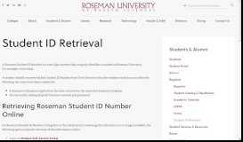 
							         Student ID Retrieval | Roseman.edu								  
							    