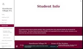 
							         Student Info - Hawthorne Village p.s.								  
							    
