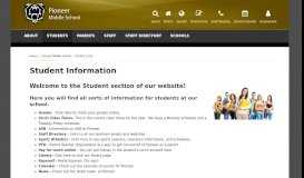 
							         Student Information | Pioneer Middle School - Wenatchee Schools								  
							    