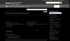 
							         Student Life and Services - University of Colorado at ... - UCCS Catalog								  
							    