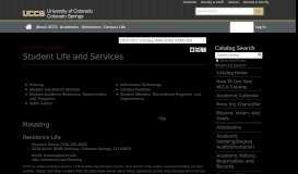 
							         Student Life and Services - University of Colorado ... - UCCS Catalog								  
							    