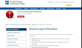 
							         Student Login Information - Lorain County Community College								  
							    