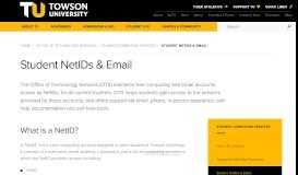 
							         Student NetIDs & Email | Towson University								  
							    