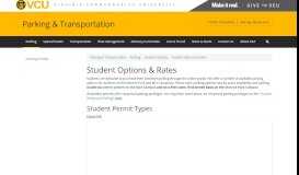 
							         Student Options & Rates | Parking & Transportation - VCU Parking								  
							    