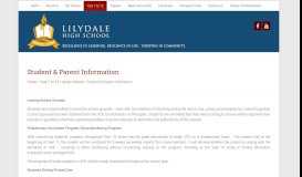 
							         Student & Parent Information | Lilydale High School								  
							    