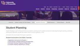 
							         Student Planning - Registrar - University of Evansville								  
							    