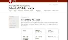
							         Student Portal: Richard M. Fairbanks School of Public Health: IUPUI								  
							    