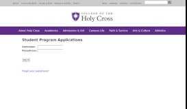 
							         Student Program Application | College of the Holy Cross								  
							    