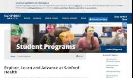 
							         Student Programs | Sanford Health								  
							    