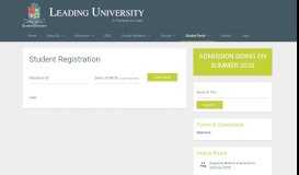 
							         Student Registration – Leading University								  
							    