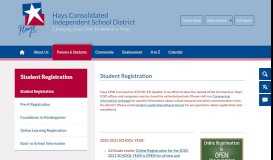 
							         Student Registration / Student Registration - Hays CISD								  
							    