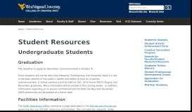 
							         Student Resources | College of Creative Arts | West Virginia University								  
							    
