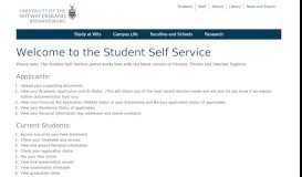 
							         Student Self Service - Wits University								  
							    