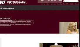 
							         Student Support - West Texas A&M University								  
							    