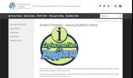 
							         Student Timetables - Viewing Disabled on Portal - Collingwood College								  
							    