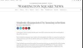 
							         Students disappointed by housing selection | Washington Square News								  
							    