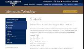 
							         Students • Information Technology • Emory & Henry								  
							    