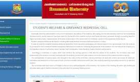 
							         Students Welfare & Grievance Redressal Cell - Annamalai University								  
							    