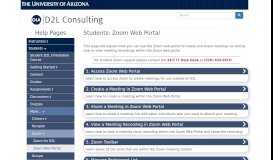 
							         Students: Zoom Web Portal | D2L Help Pages								  
							    