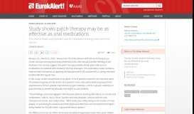 
							         Study shows patch therapy may be as effective as oral medications ...								  
							    