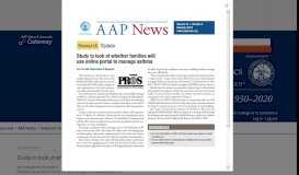 
							         Study to look at whether families will use online portal ... - AAP Gateway								  
							    