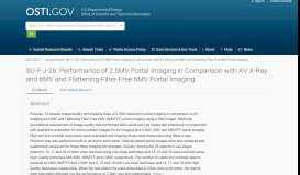 
							         SU-FJ-26: Performance of 2.5MV Portal Imaging in ... - OSTI.gov								  
							    