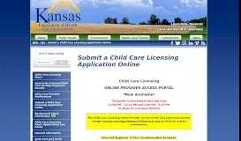 
							         Submit a Child Care Licensing - KDHE								  
							    
