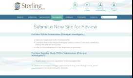
							         Submit a New Site For Review - Sterling IRB								  
							    