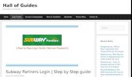 
							         Subway Partners Login | Step by Step guide | Hall of Guides								  
							    