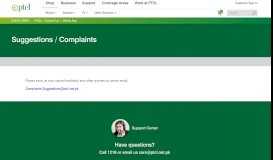 
							         Suggestions / Complaints - PTCL								  
							    