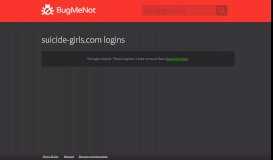 
							         suicide-girls.com passwords - BugMeNot								  
							    