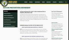 
							         Suicide Prevention Awareness - Deer Lakes School District								  
							    