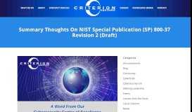 
							         Summary Thoughts on NIST Special Publication (SP) 800-37 ...								  
							    