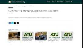 
							         Summer '15 Housing Applications Available - Arkansas Tech News								  
							    