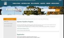 
							         Summer Funshine Program | Farmers Branch, TX - Official Website								  
							    