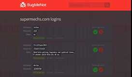 
							         supermechs.com passwords - BugMeNot								  
							    