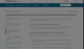 
							         Supplemental Security Income (SSI) Disability ... - HealthCare.gov								  
							    