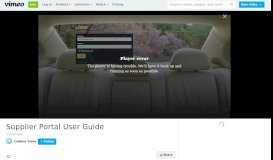 
							         Supplier Portal User Guide on Vimeo								  
							    