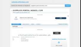 
							         supplier-portal.henkel.com at Website Informer. SUPPLIER. Visit ...								  
							    