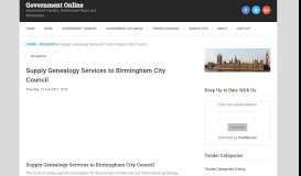 
							         Supply Genealogy Services to Birmingham City Council								  
							    