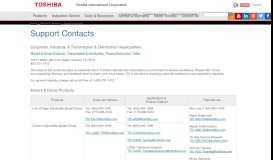 
							         Support Contacts | Toshiba International Corporation								  
							    